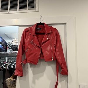 Pull&Bear Red Leather Jacket